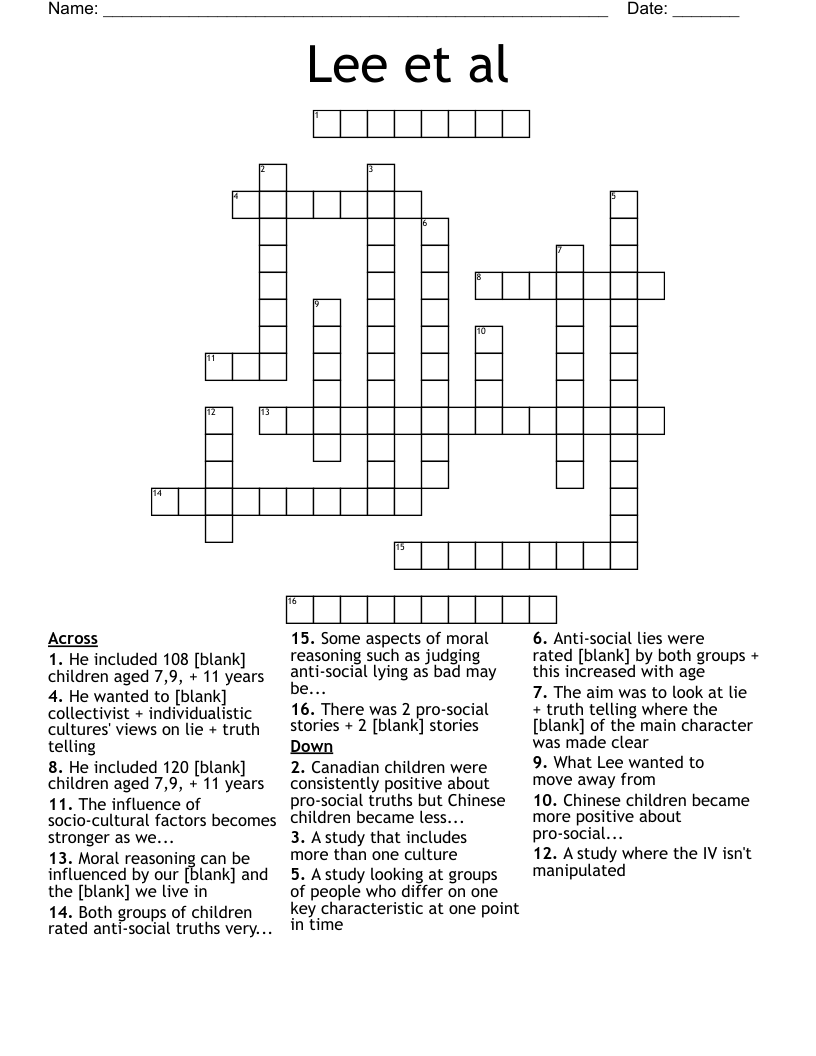 Lee et al Crossword