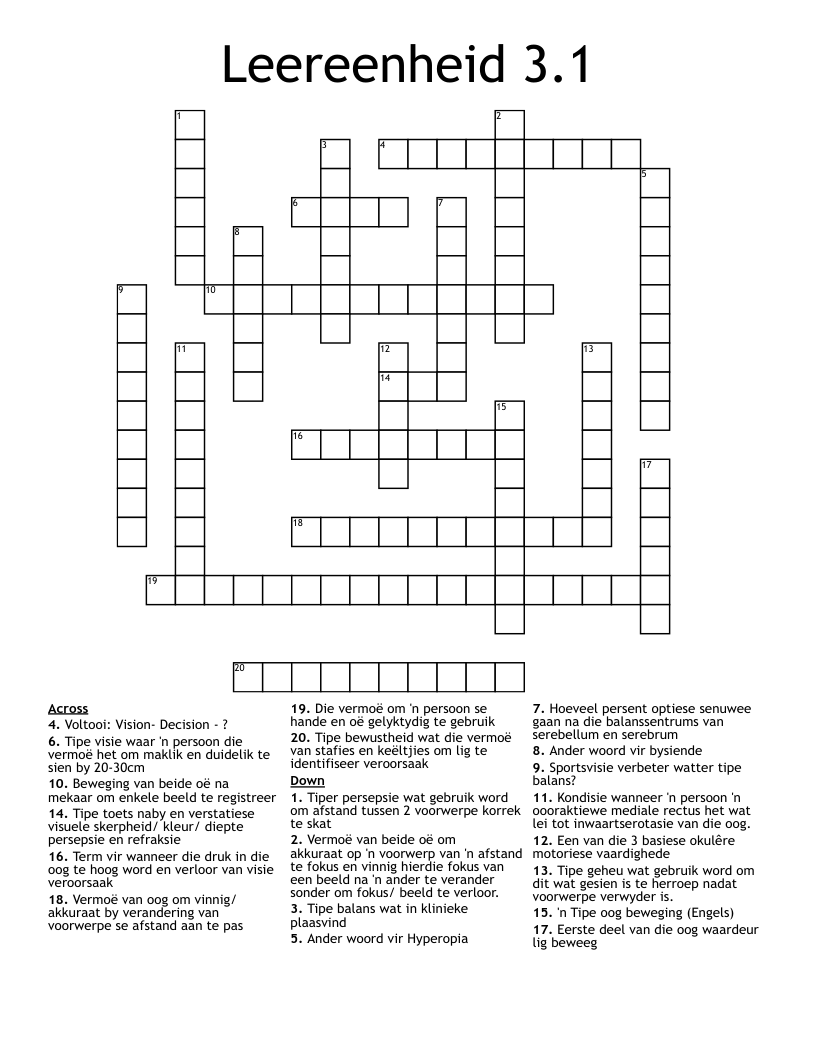 Leereenheid 3.1  Crossword