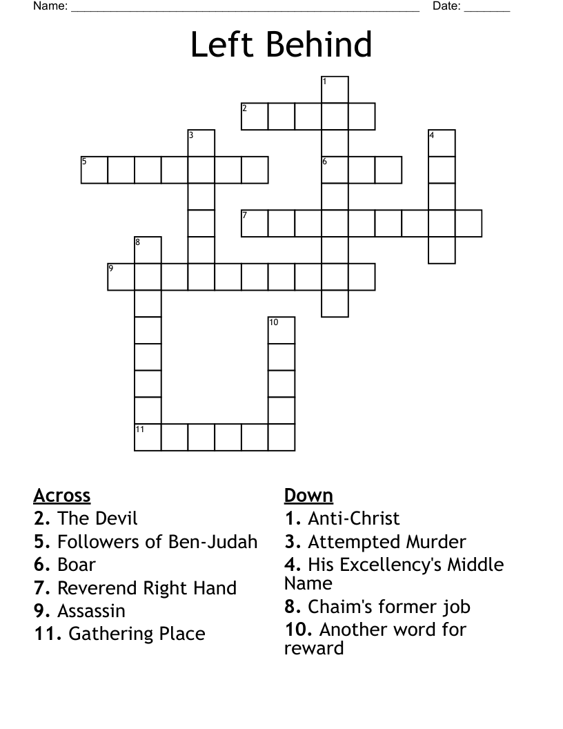 Left Behind Crossword