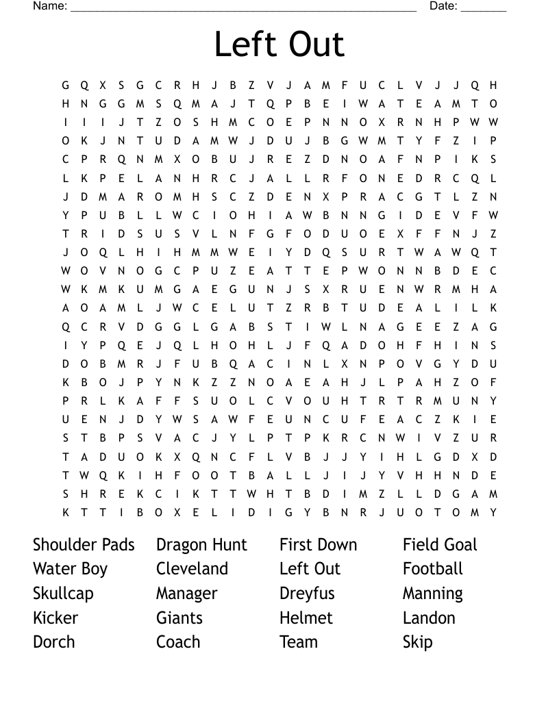 Left Out Word Search