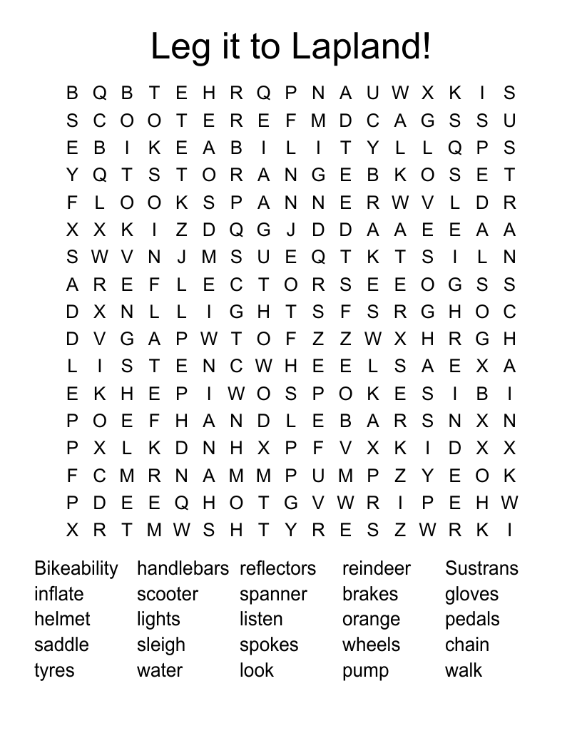 Leg it to Lapland! Word Search