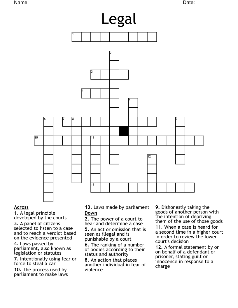 Legal Crossword