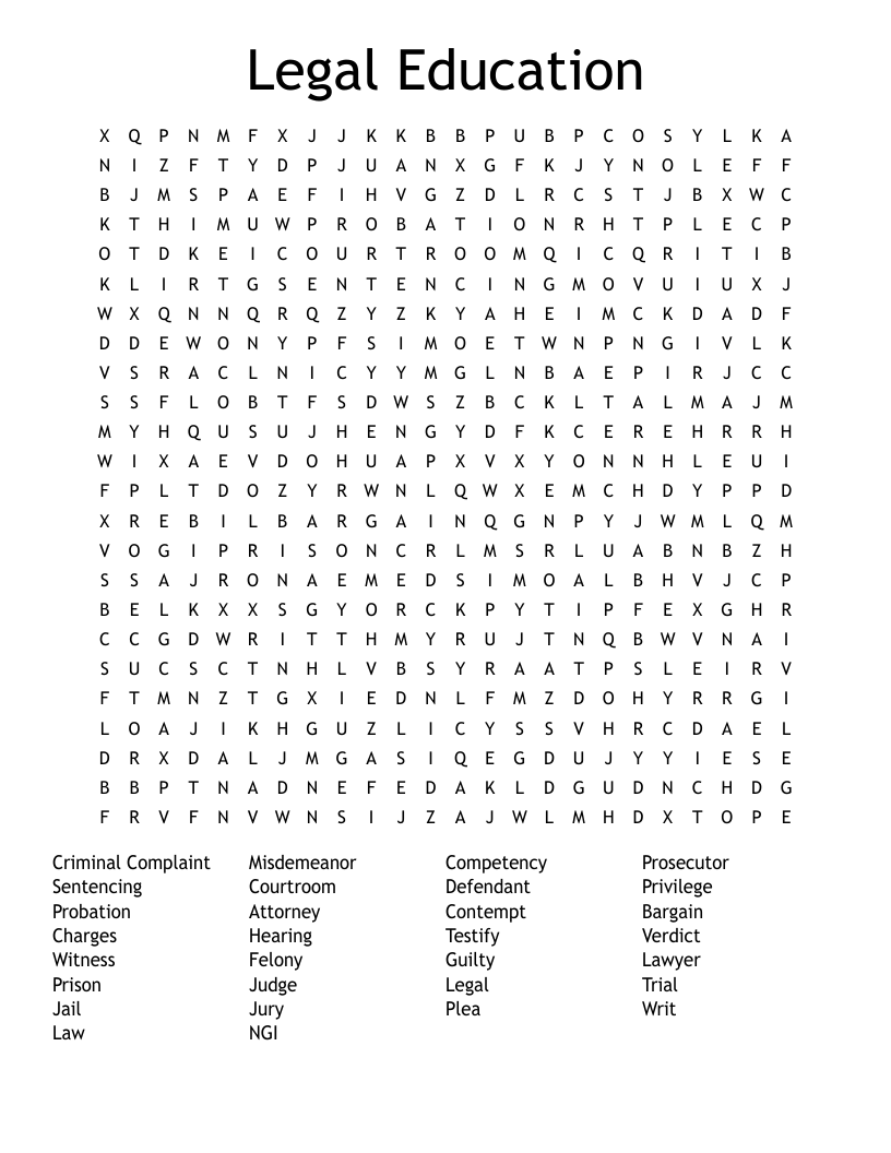 Legal Education Word Search