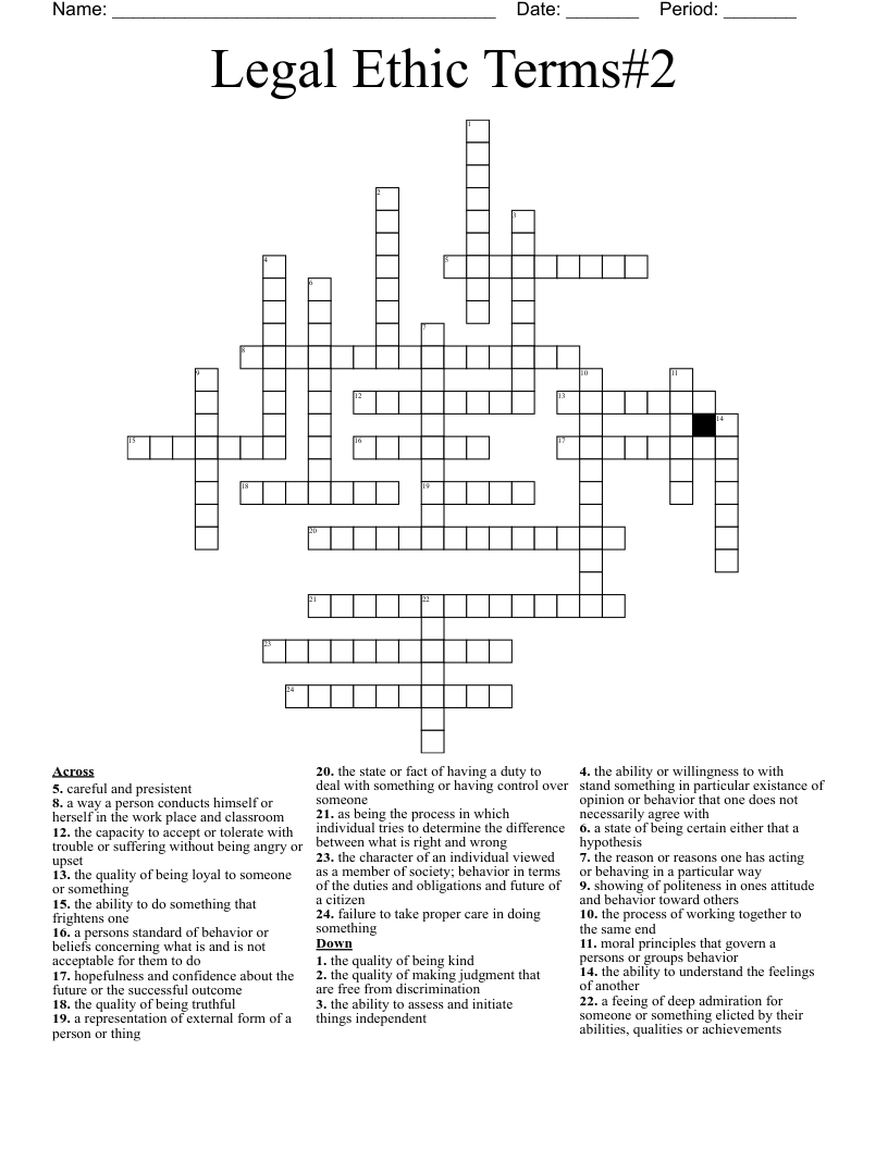 Legal Ethic Terms#2 Crossword
