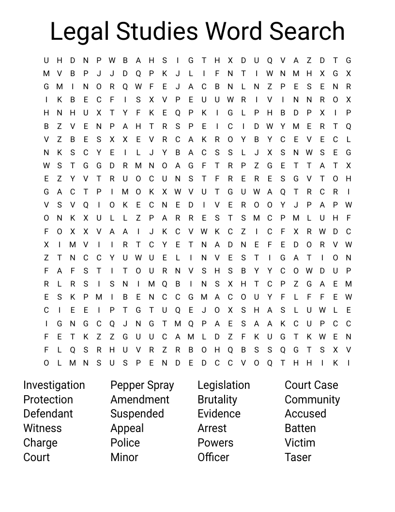 Legal Studies Word Search