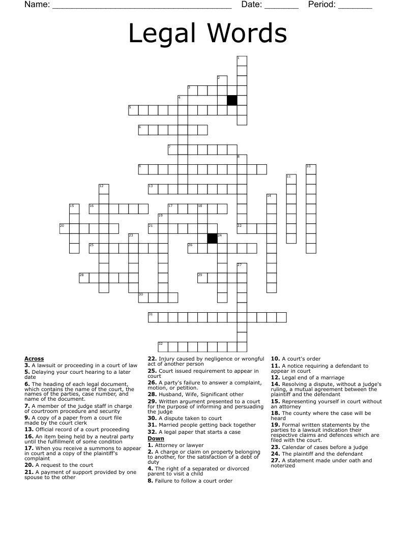 Legal Words Crossword