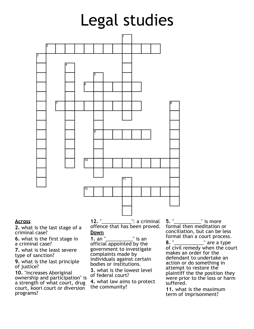 Legal studies Crossword