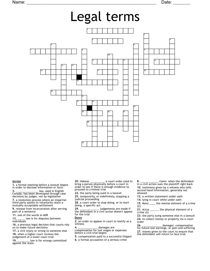 Legal terms Crossword