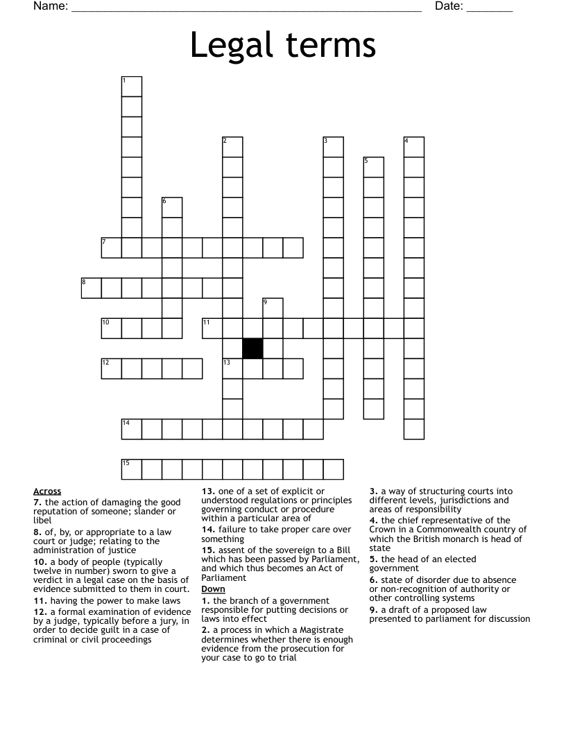 Legal terms Crossword