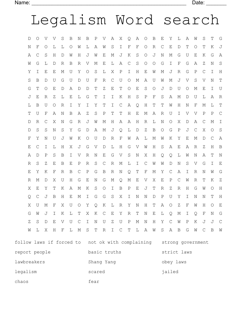 Legalism Word search