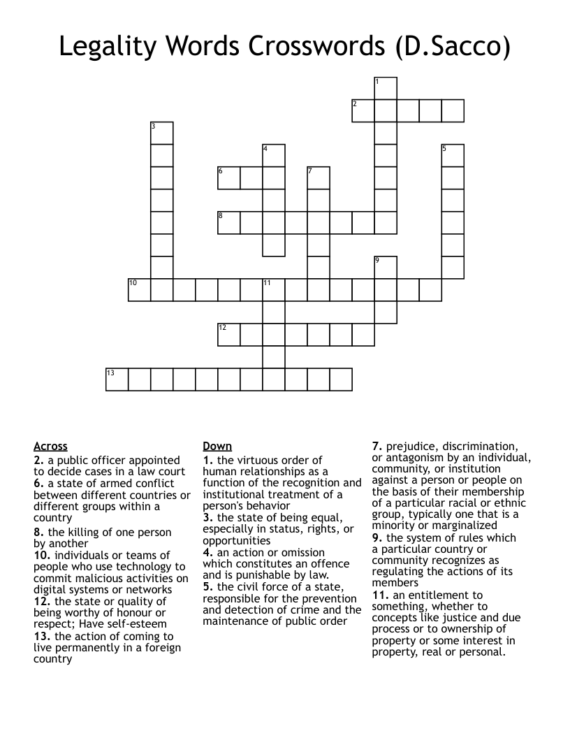 Legality Words Crosswords (D.Sacco)