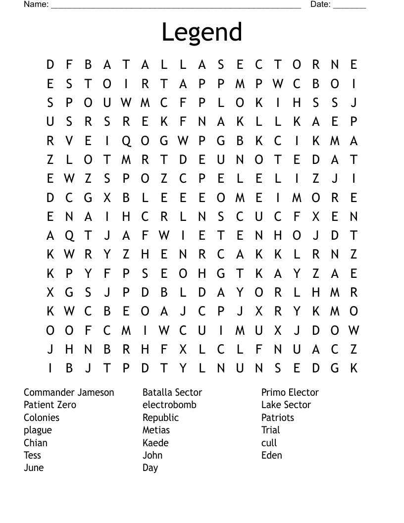 Legend Word Search