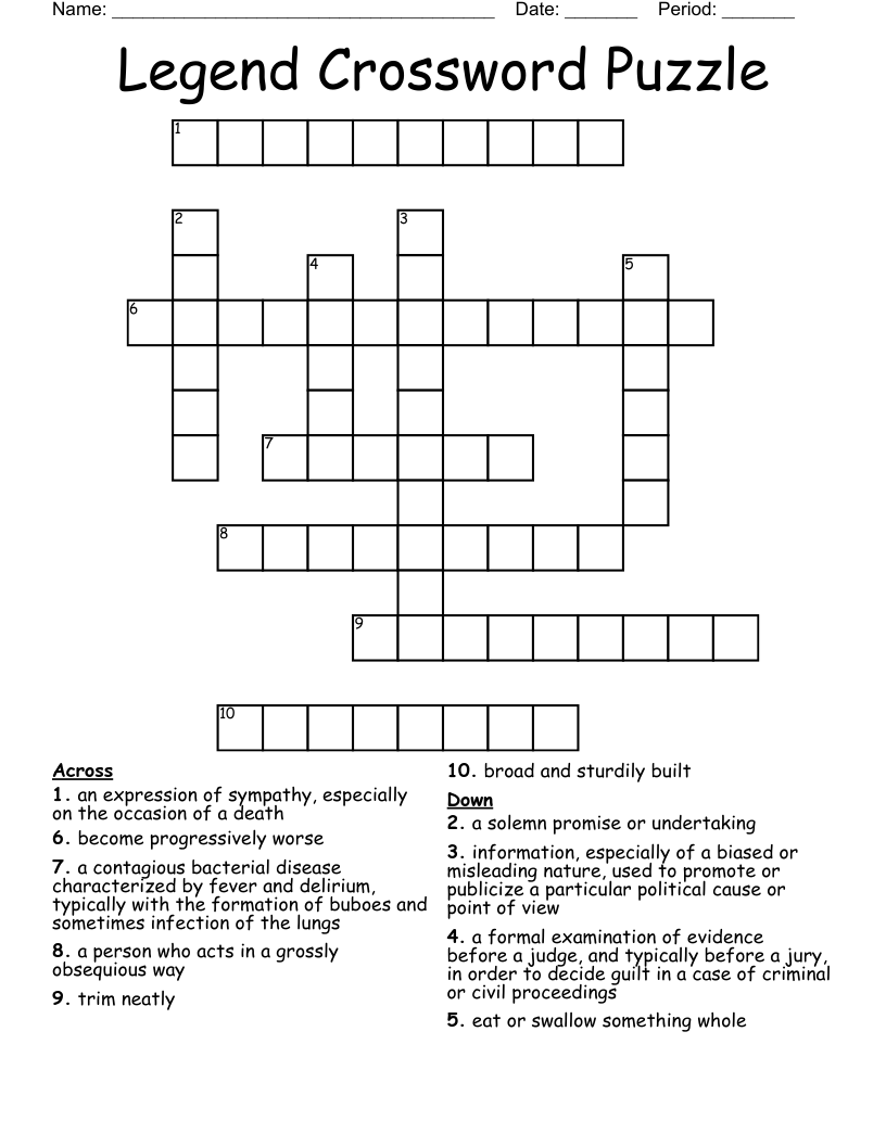 Legend Crossword Puzzle