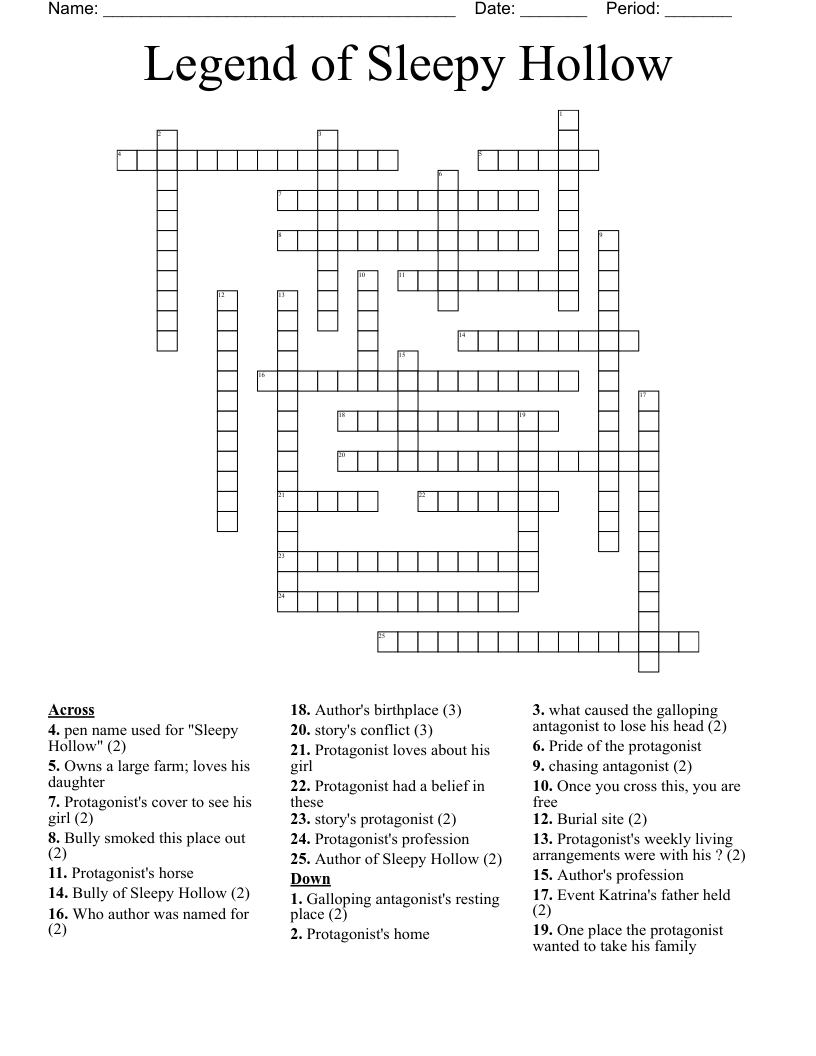 Legend of Sleepy Hollow Crossword