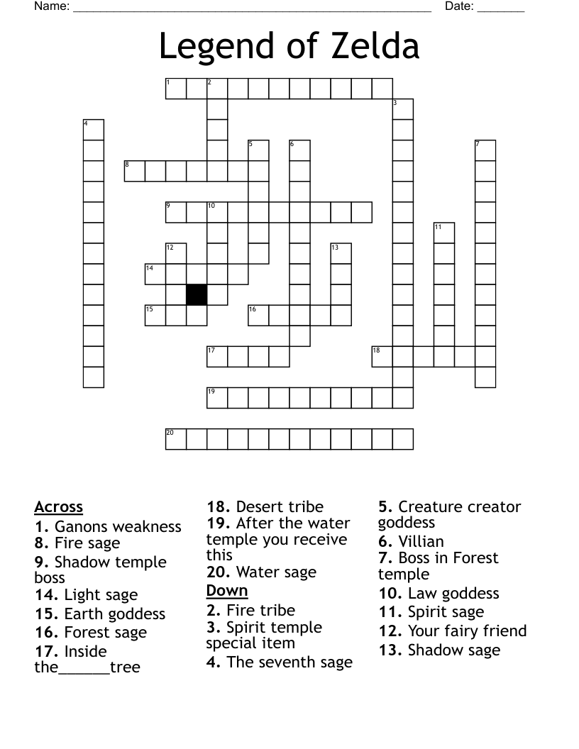 Legend of Zelda Crossword