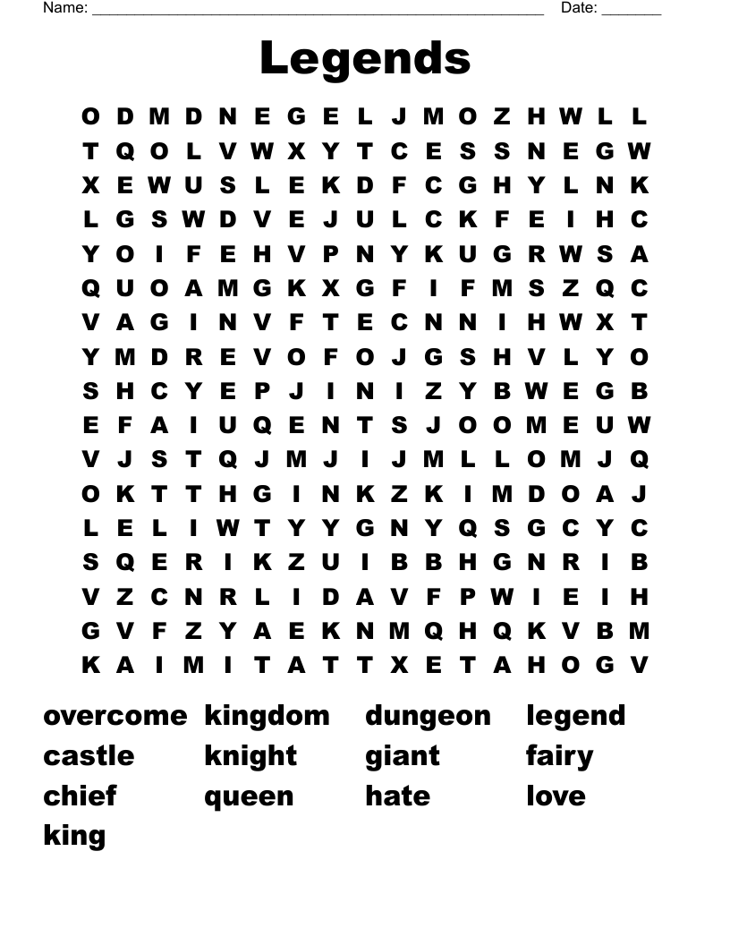 Legends Word Search
