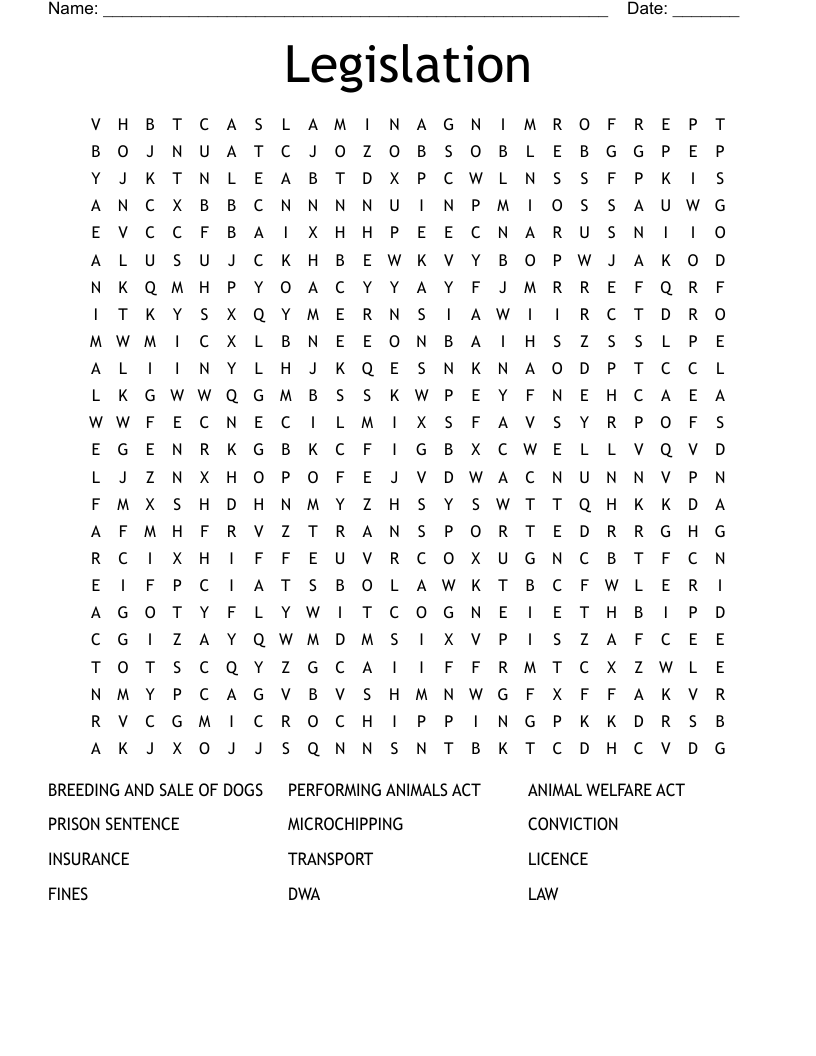 Legislation Word Search
