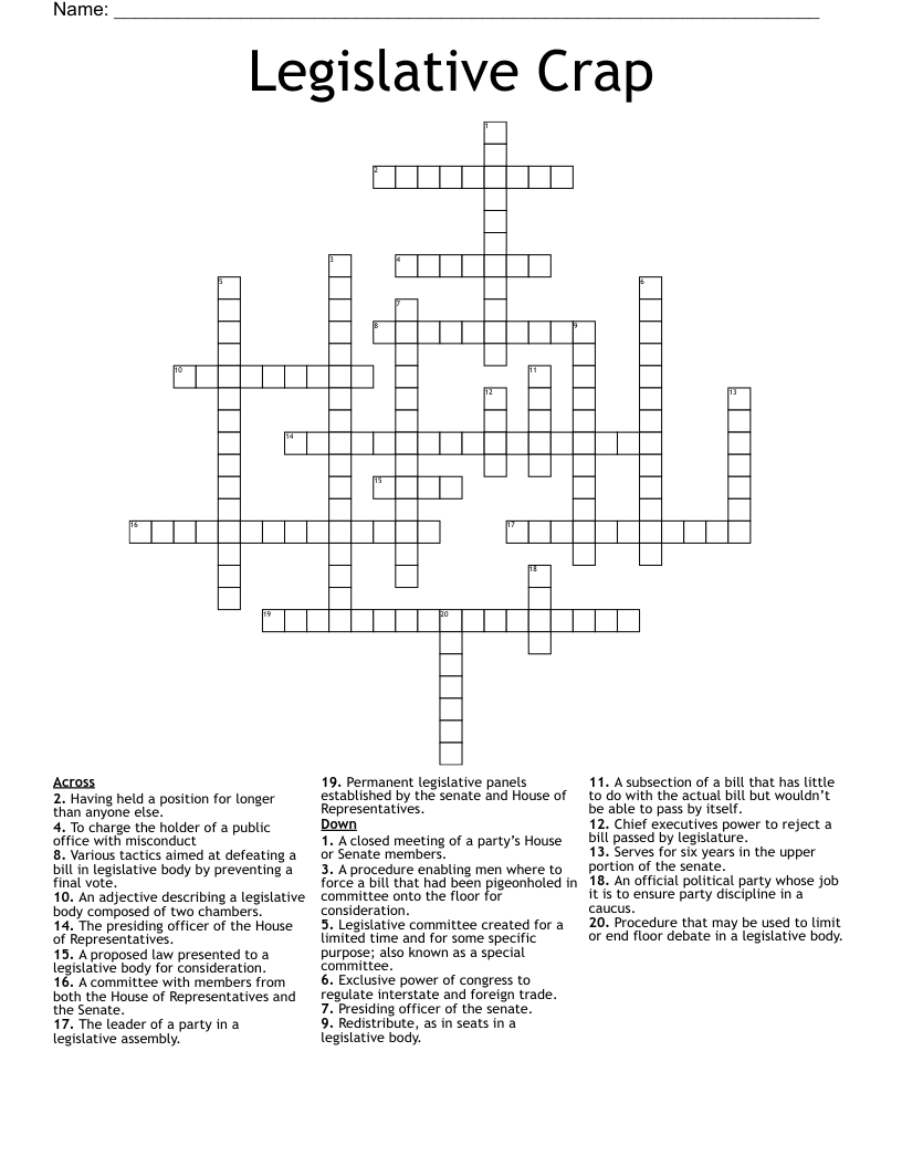 Legislative Crap Crossword