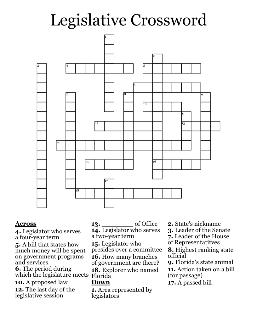 Legislative Crossword