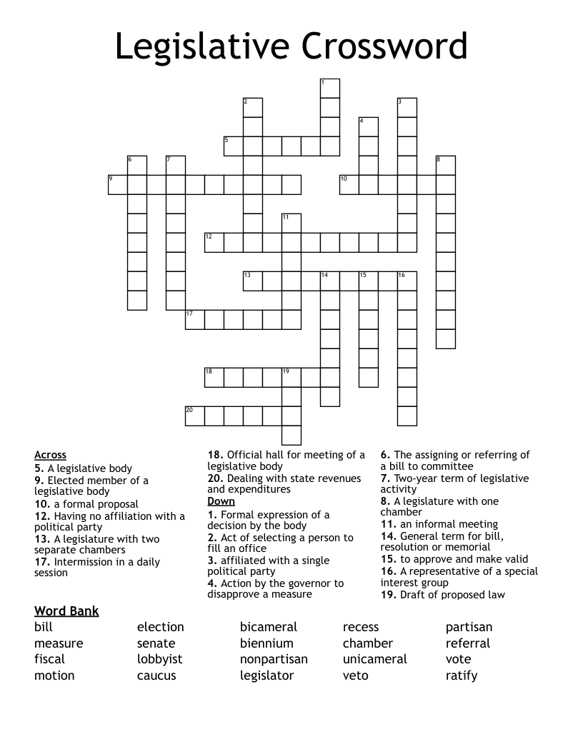 Legislative Crossword
