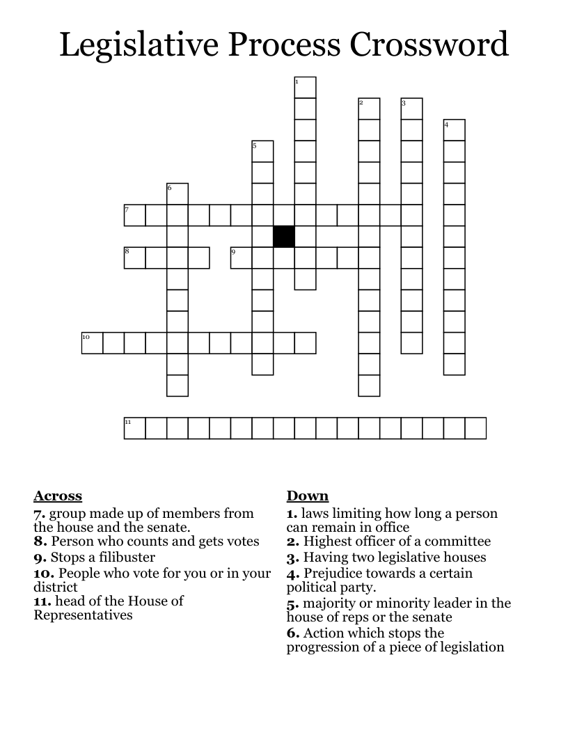 Legislative Process Crossword