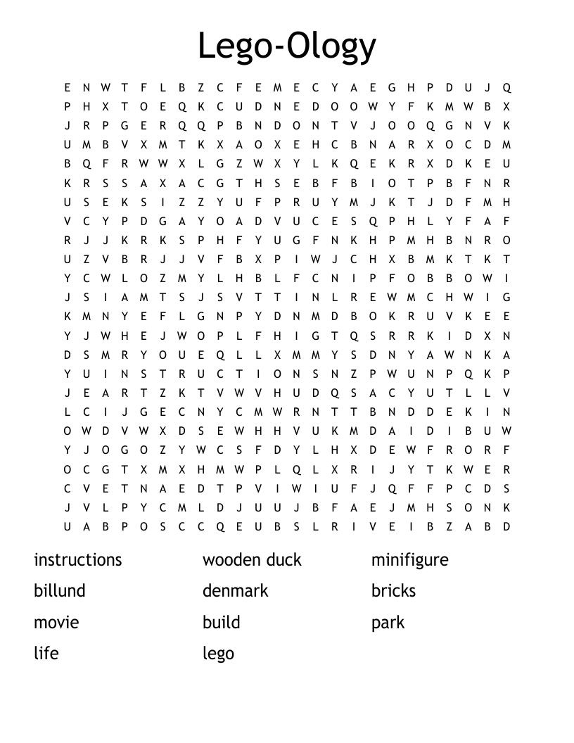 Lego-Ology Word Search