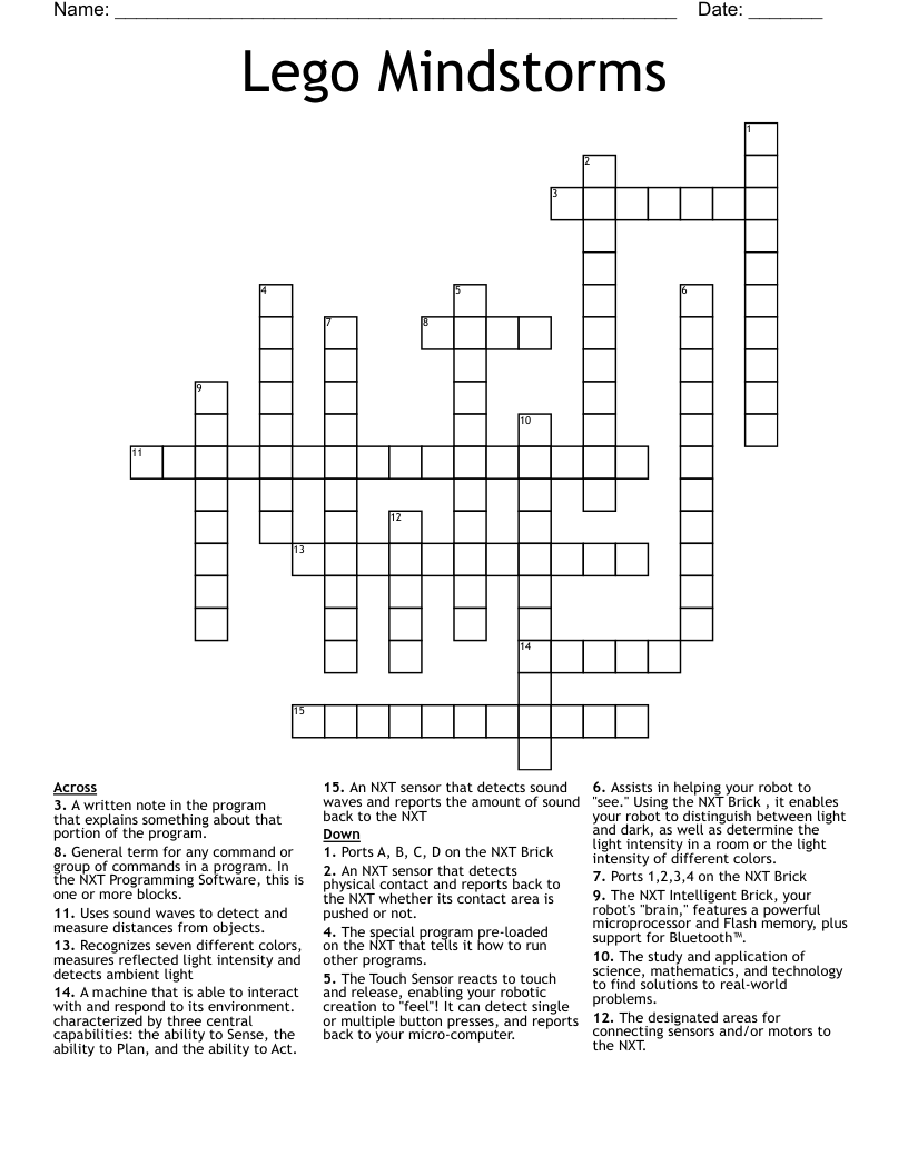 Lego Mindstorms Crossword