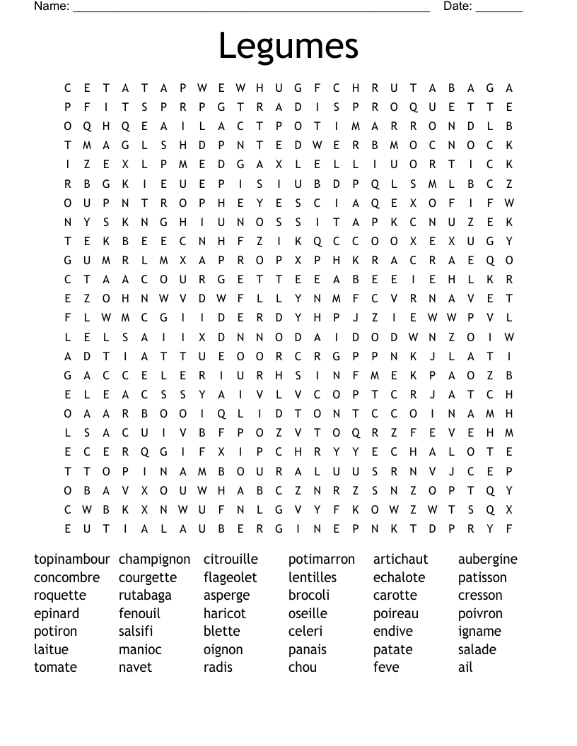 Legumes Word Search