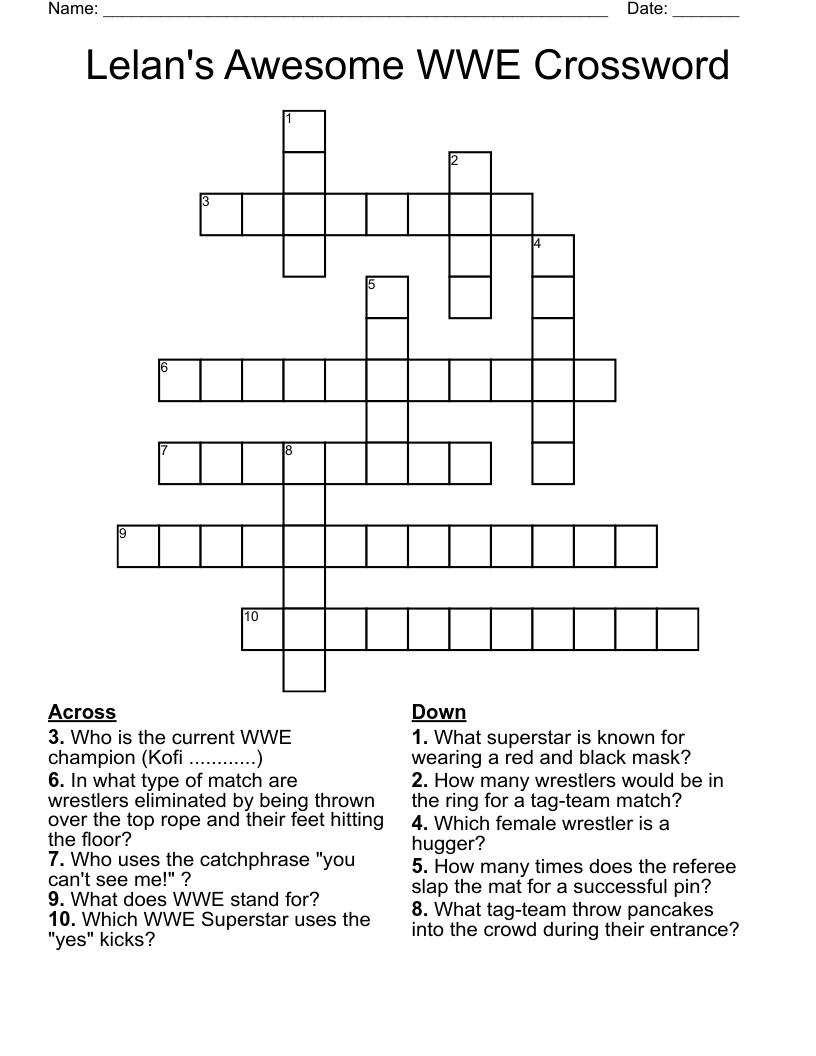 Lelan's Awesome WWE Crossword