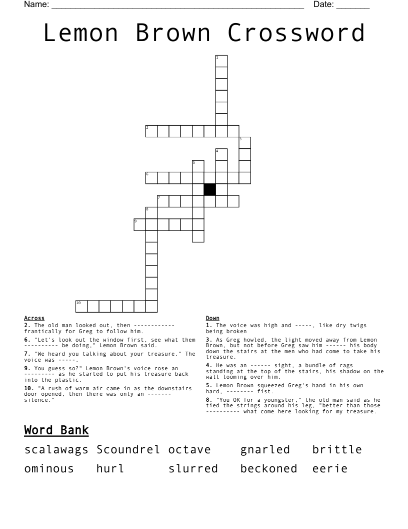 Lemon Brown Crossword