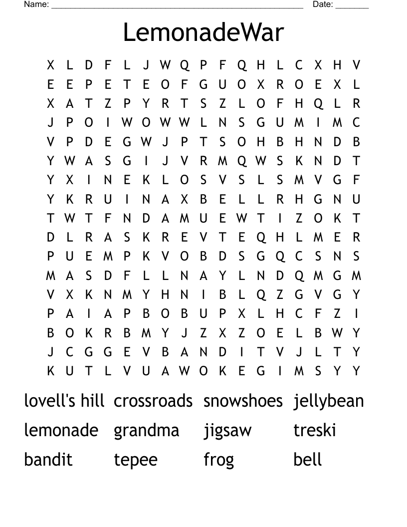 LemonadeWar Word Search