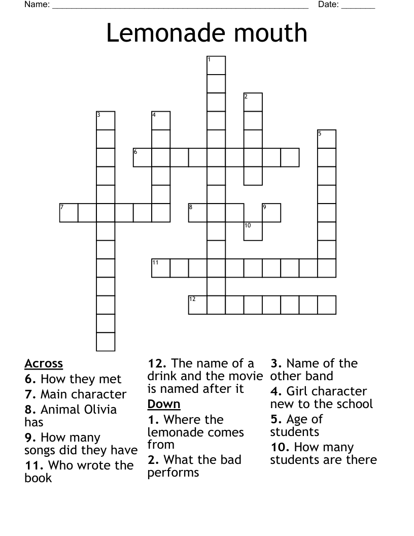 Lemonade mouth Crossword