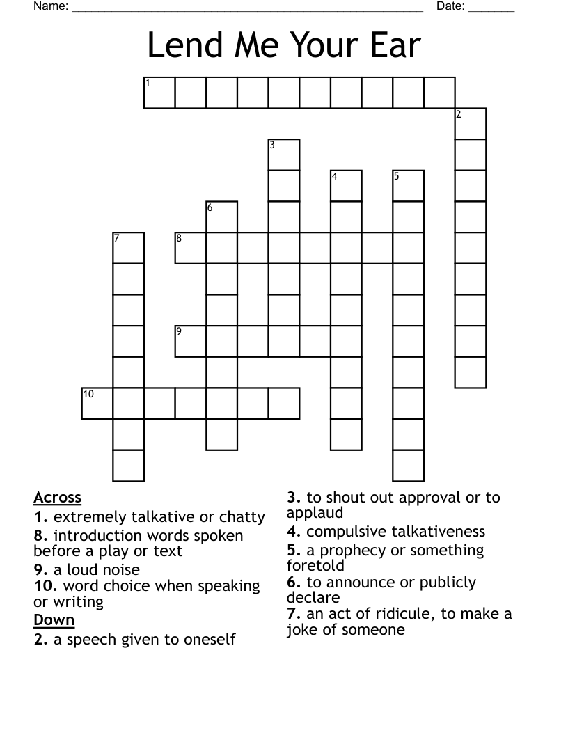 Lend Me Your Ear Crossword