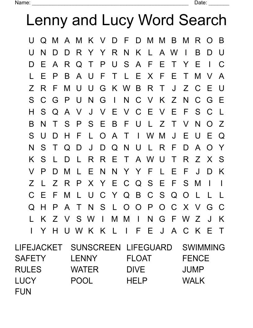 Lenny and Lucy Word Search