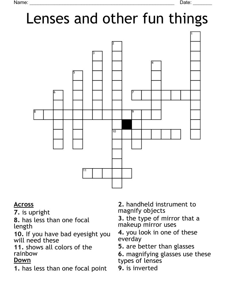 Lenses and other fun things Crossword