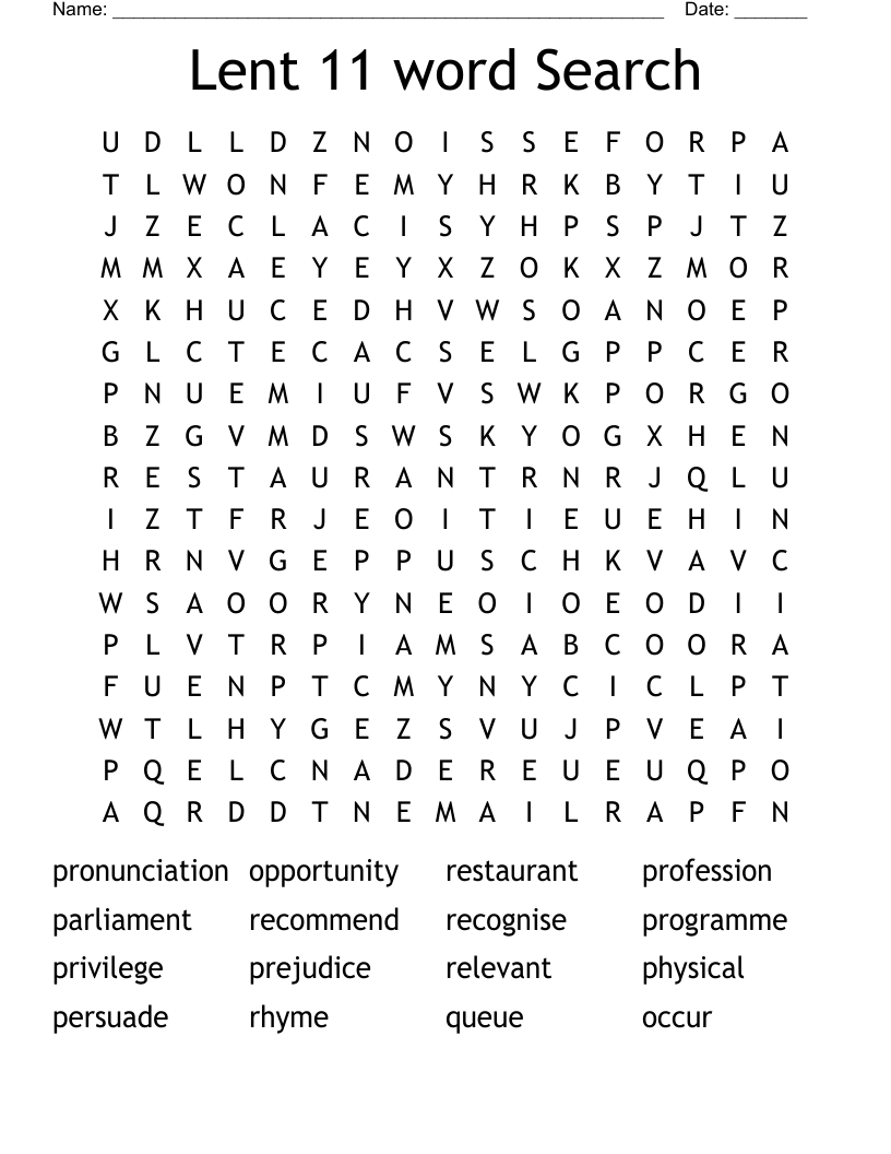 Lent 11 word Search 