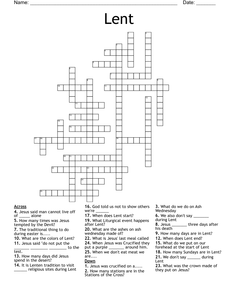 Lent Crossword