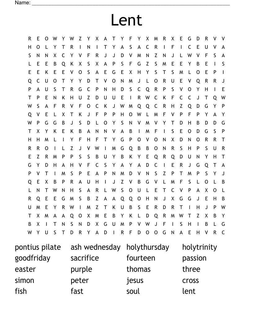 Lent Word Search