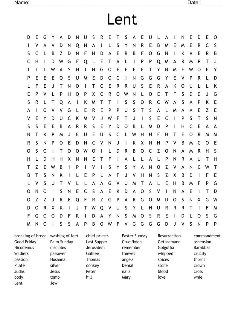 Lent Word Search