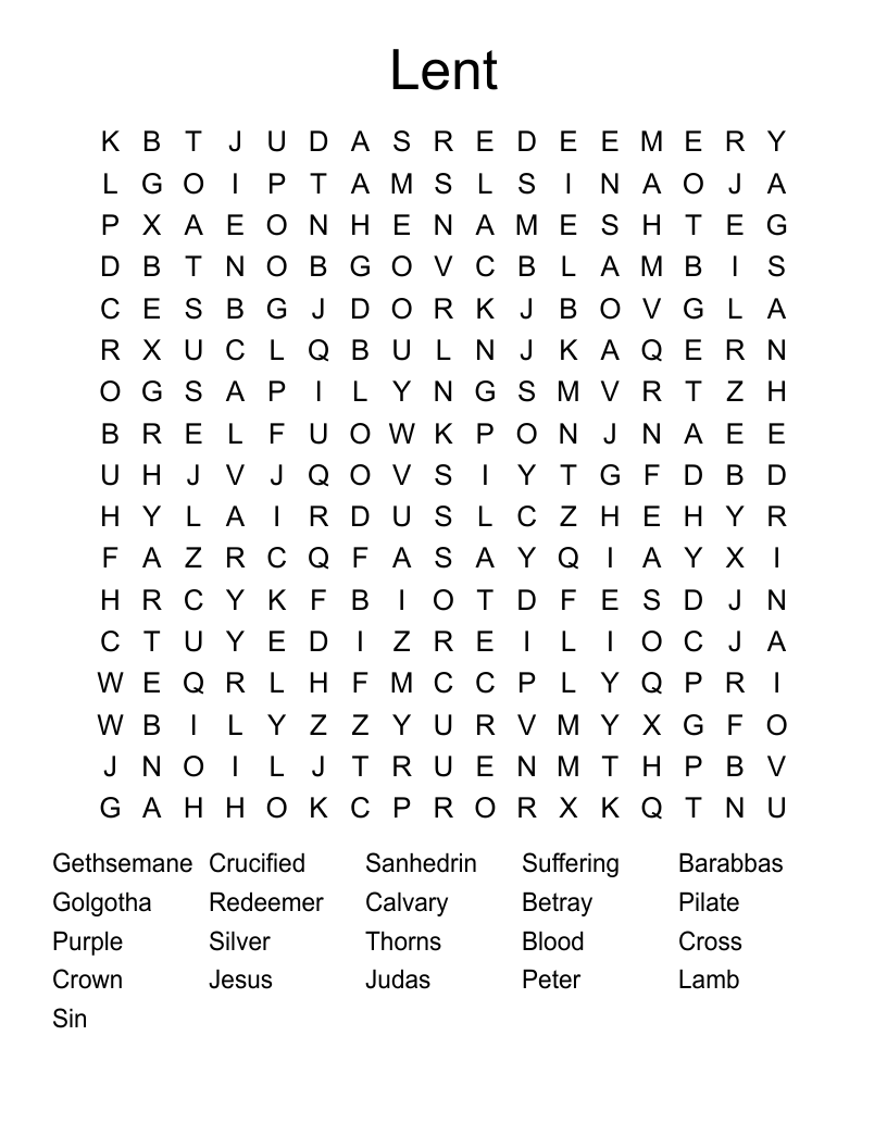 Lent Word Search