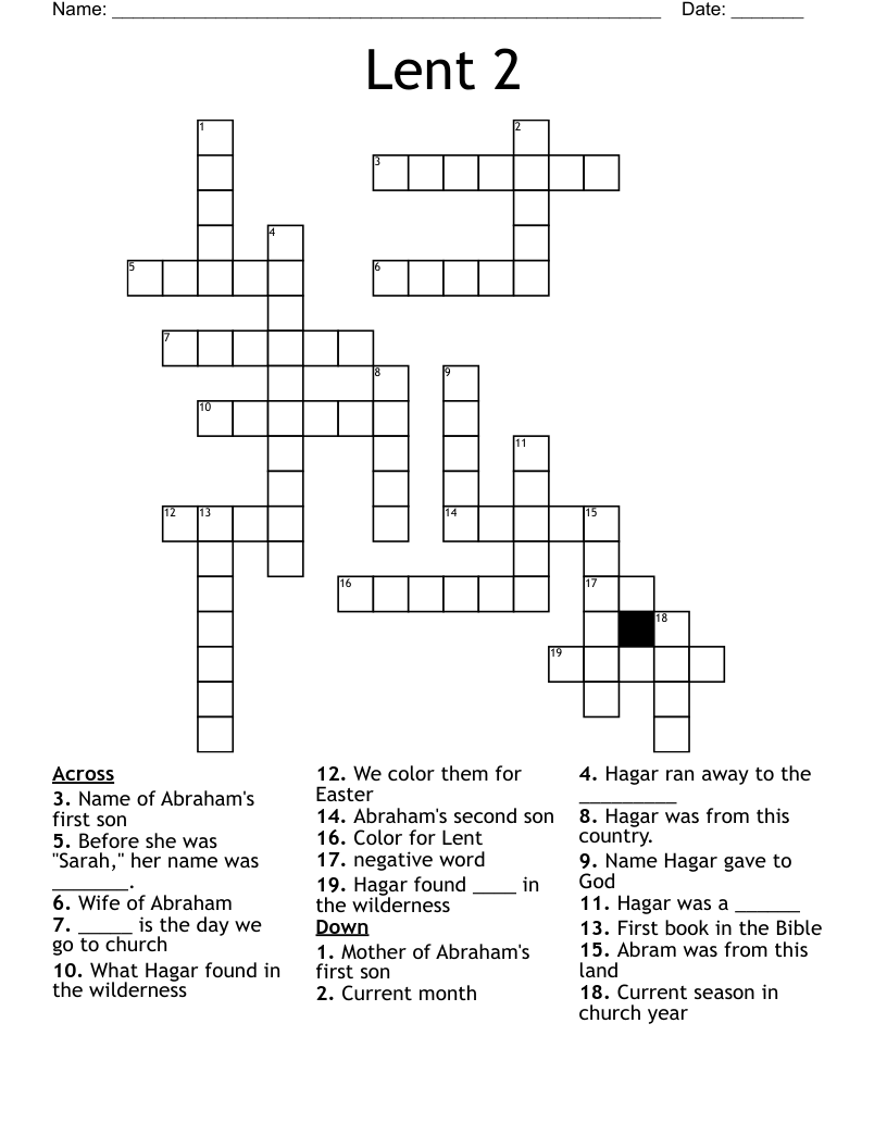 Lent 2 Crossword