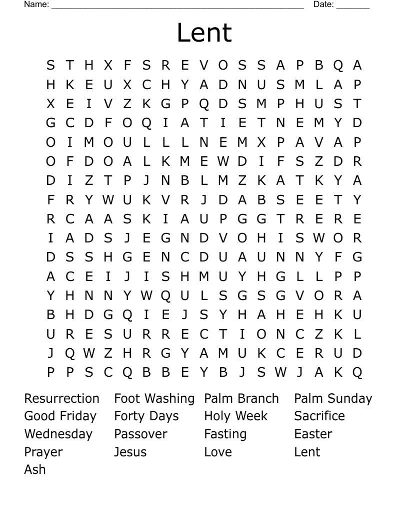 Lent Word Search