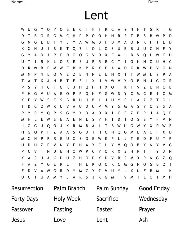 Lent Word Search