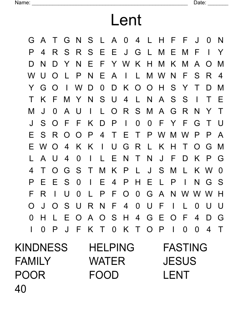 Lent Word Search