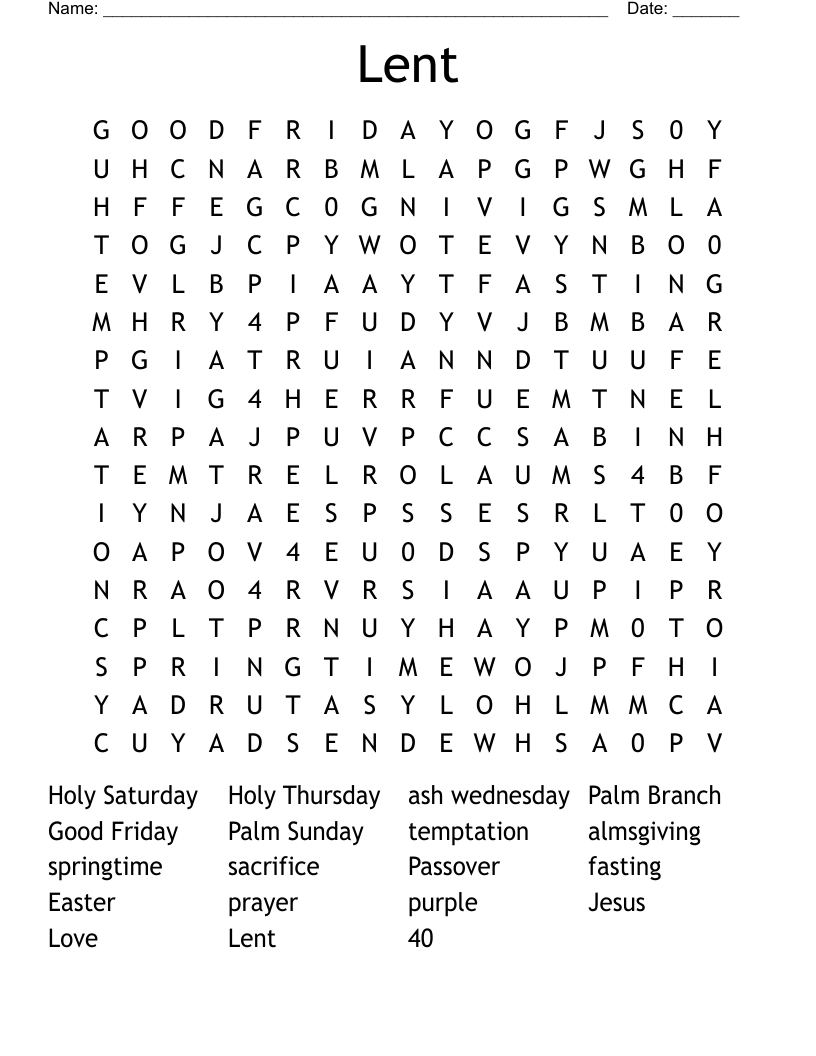 Lent Word Search