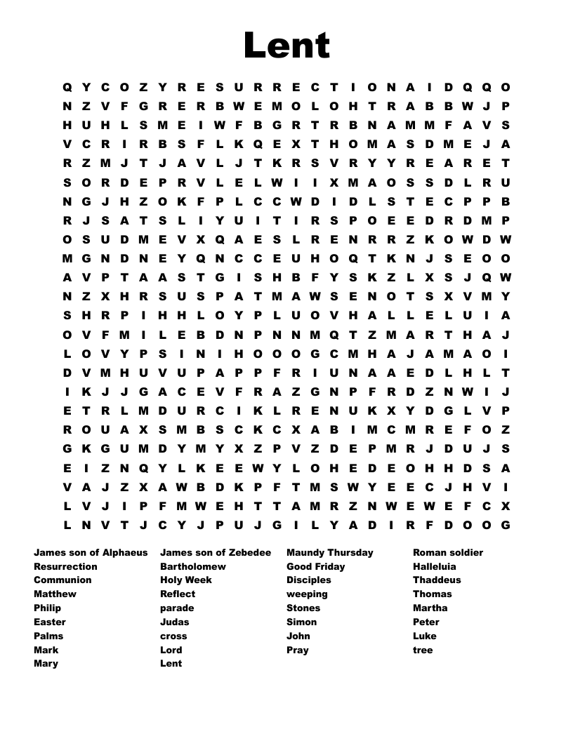Lent Word Search