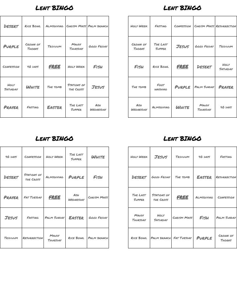 Lent BINGO