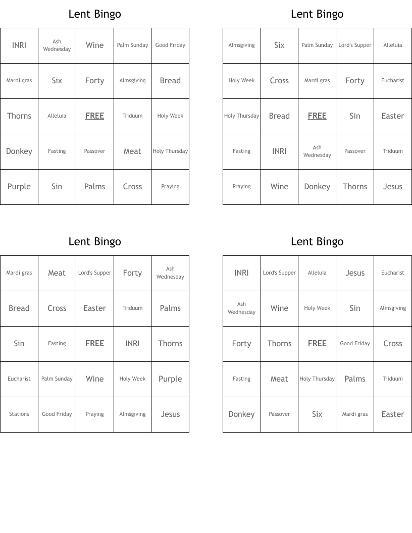 Lent Bingo