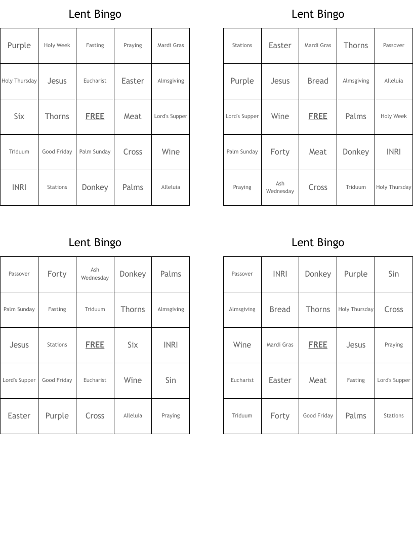 Lent Bingo