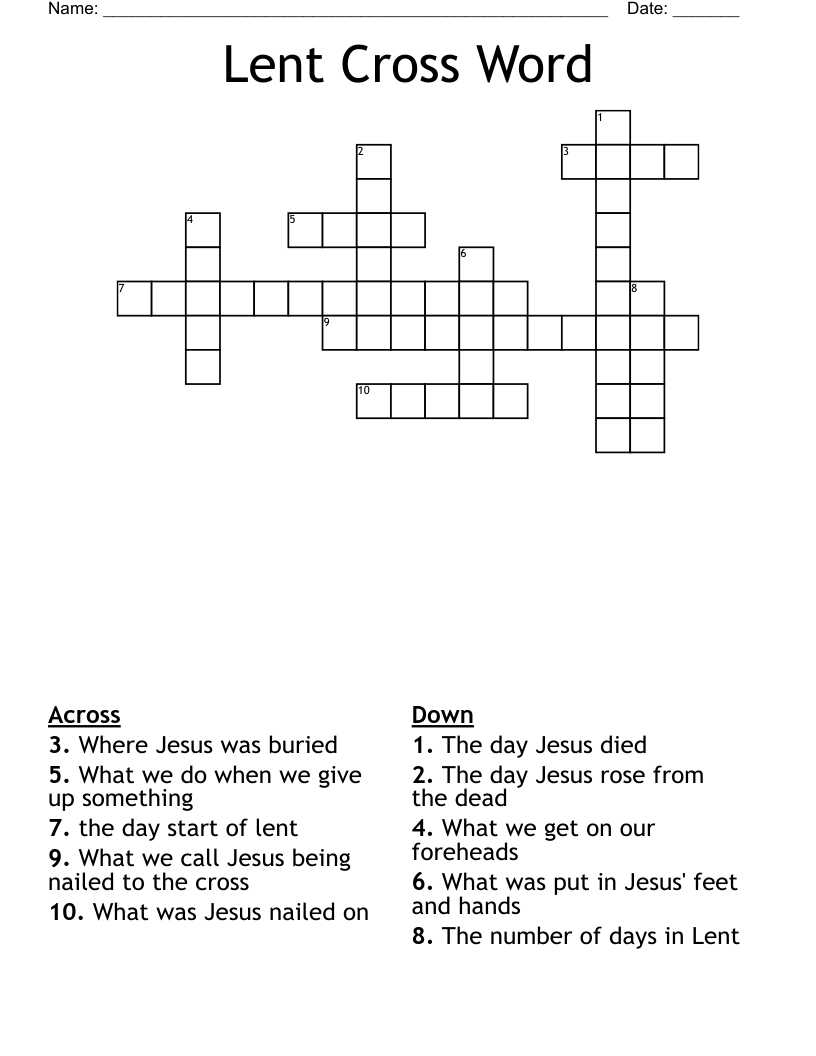 Lent Cross Word